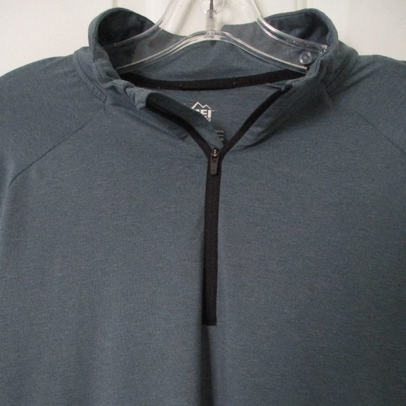 REI Womens L/S Gray-Green Stretch 1/4 Zip Lightweight Active Runner Top - Large - Picture 2 of 3